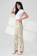 Marcelina | Printed Denim Straight Leg Jeans