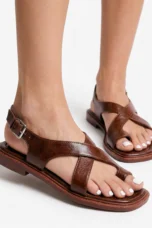 Fidelia | Italian Leather Crossed Sandals