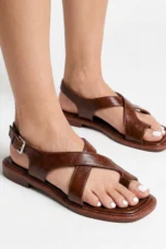 Fidelia | Italian Leather Crossed Sandals