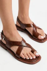 Fidelia | Italian Leather Crossed Sandals
