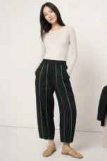 Muguette | Striped Linen Blend Wide Leg Pants