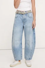 Malvine | Barrel Leg Cotton Denim Jeans