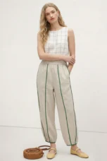 Muguette | Striped Linen Blend Wide Leg Pants