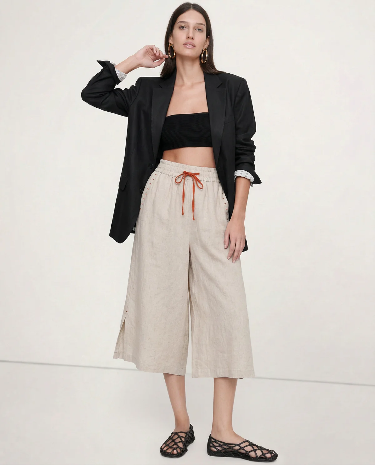 Odilia | Cotton Linen Drawstring Trousers