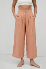 Olympie | Pleated Cotton Linen Culottes