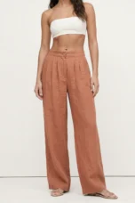 Olympie | Pleated Cotton Linen Culottes