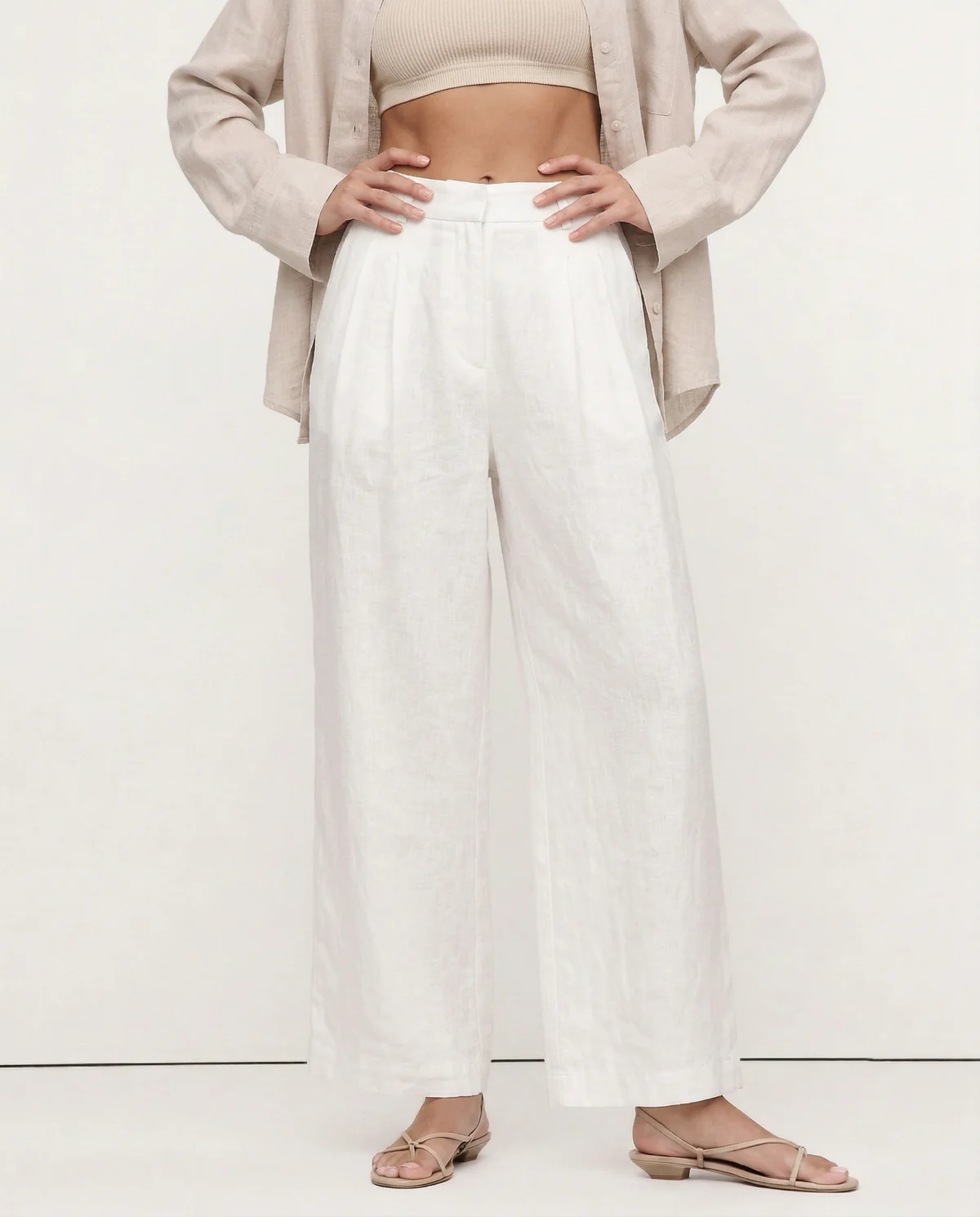 Valentina | Deep Pleated Linen Blend Pants