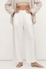Valentina | Deep Pleated Linen Blend Pants