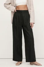 Valentina | Deep Pleated Linen Blend Pants