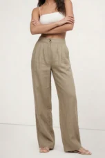 Olympie | Pleated Cotton Linen Culottes