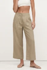Olympie | Pleated Cotton Linen Culottes