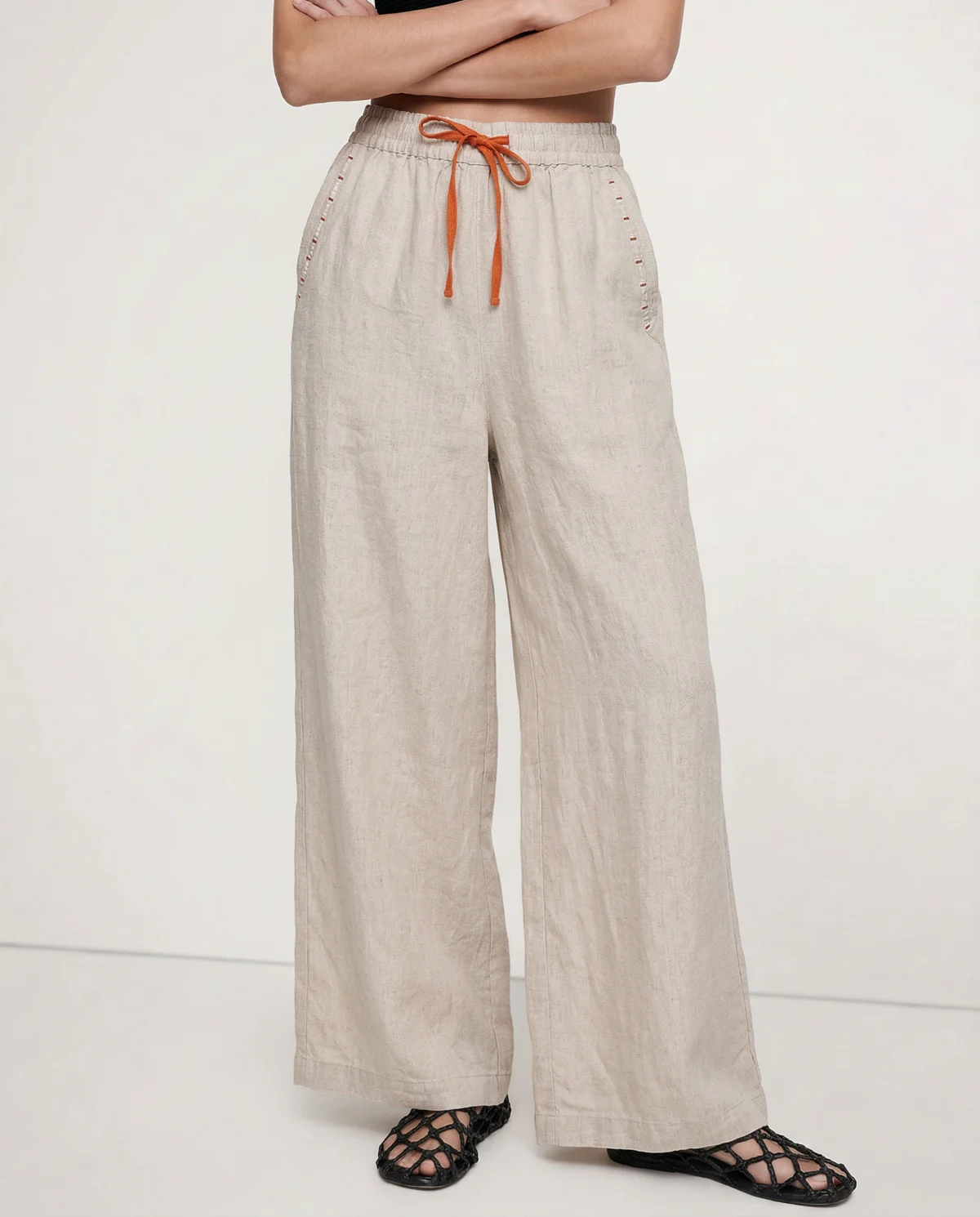 Odilia | Cotton Linen Drawstring Trousers