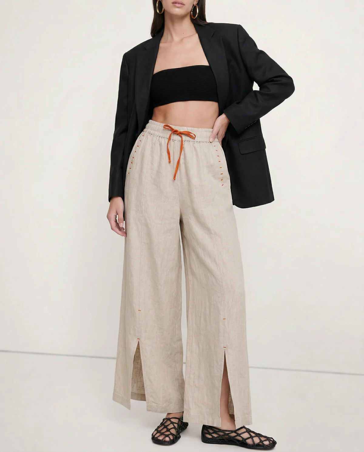 Odilia | Cotton Linen Drawstring Trousers
