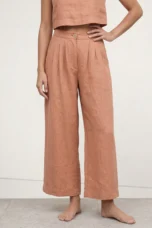 Olympie | Pleated Cotton Linen Culottes