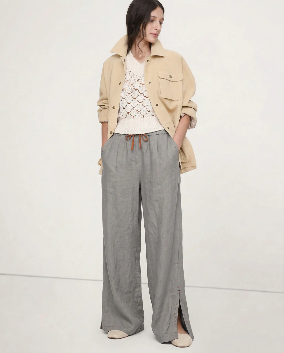 Odilia | Cotton Linen Drawstring Trousers