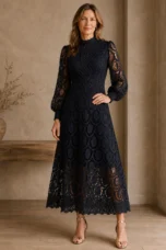 French Lace Evening Dress - Black