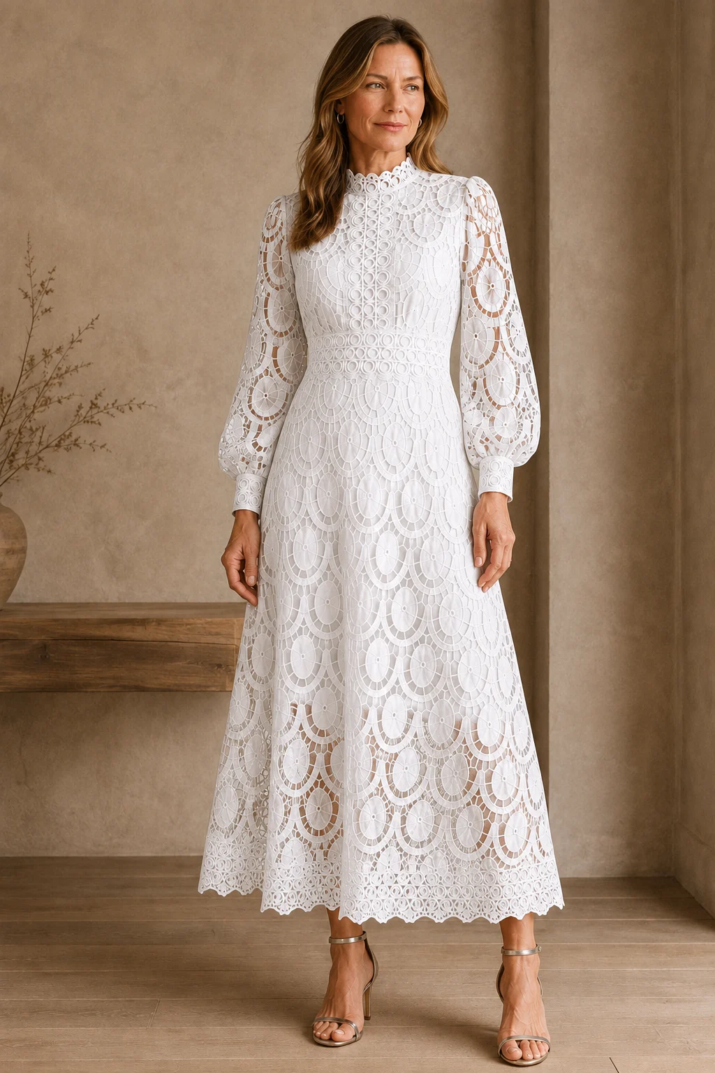 French Lace Evening Dress - White