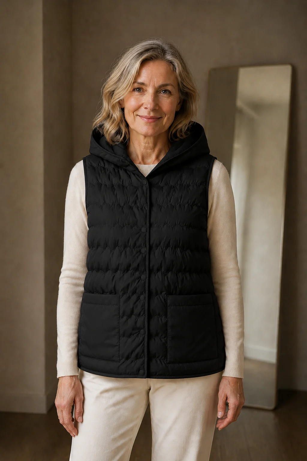 Gabrielle | 90% Down Hooded Vest - Black