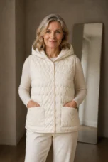 Gabrielle | 90% Down Hooded Vest - Ivory