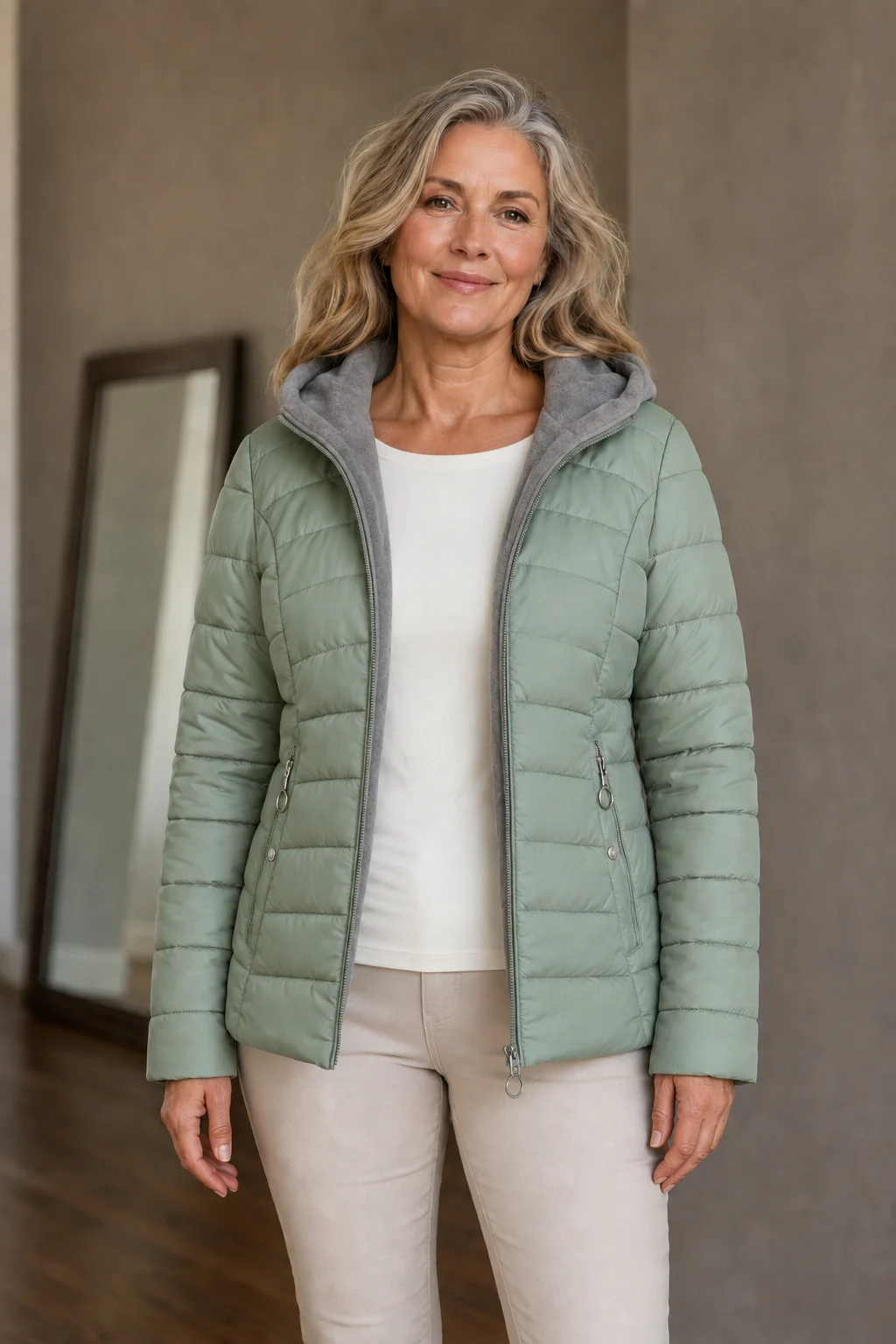Gabrielle fleece-lined winter jacket open
