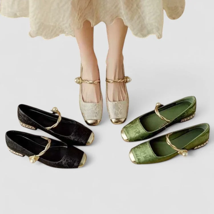 Vera | Pearl Strap Leather Mary Janes