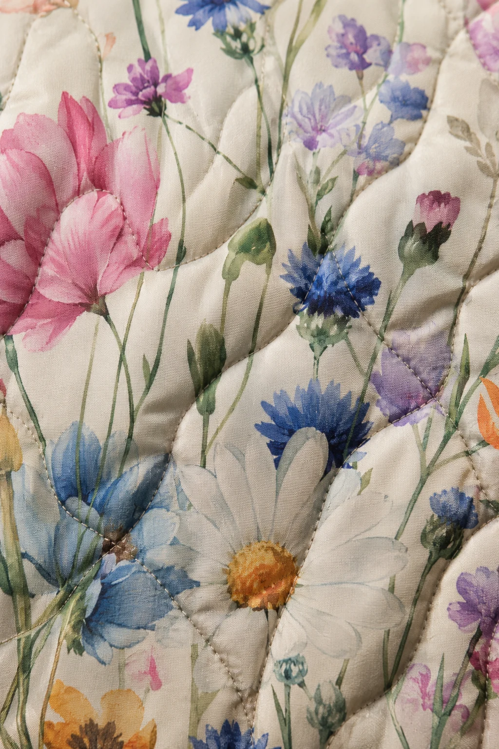 Ghislaine Quilted Floral Print Jacket material close-up