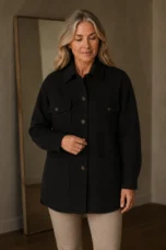 Glenda | Brushed Oversized Shirt Jacket - Black