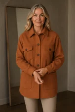 Glenda | Brushed Oversized Shirt Jacket - Caramel