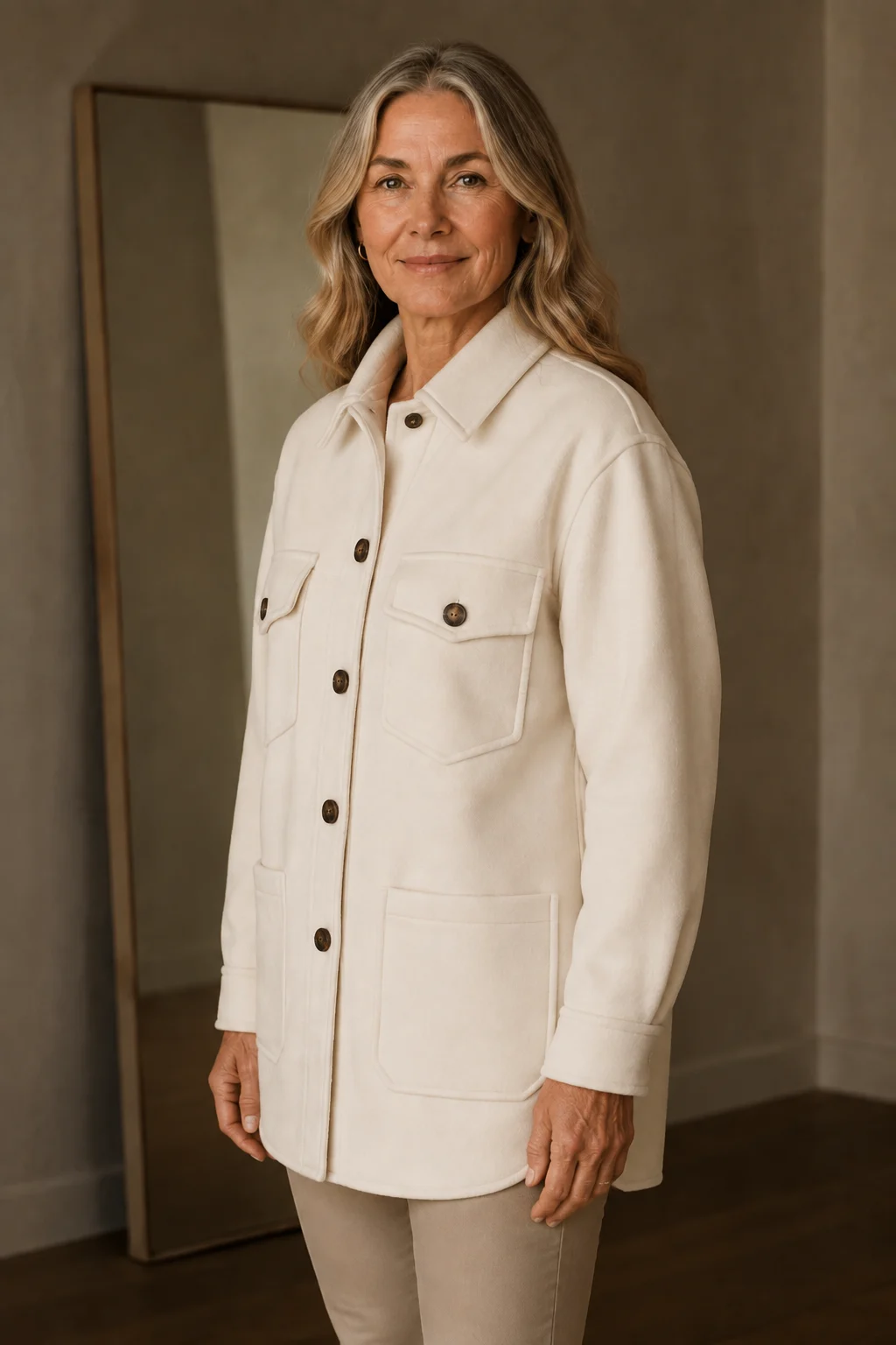 Glenda | Brushed Oversized Shirt Jacket - White