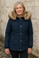 Grace warm winter fur jacket closed
