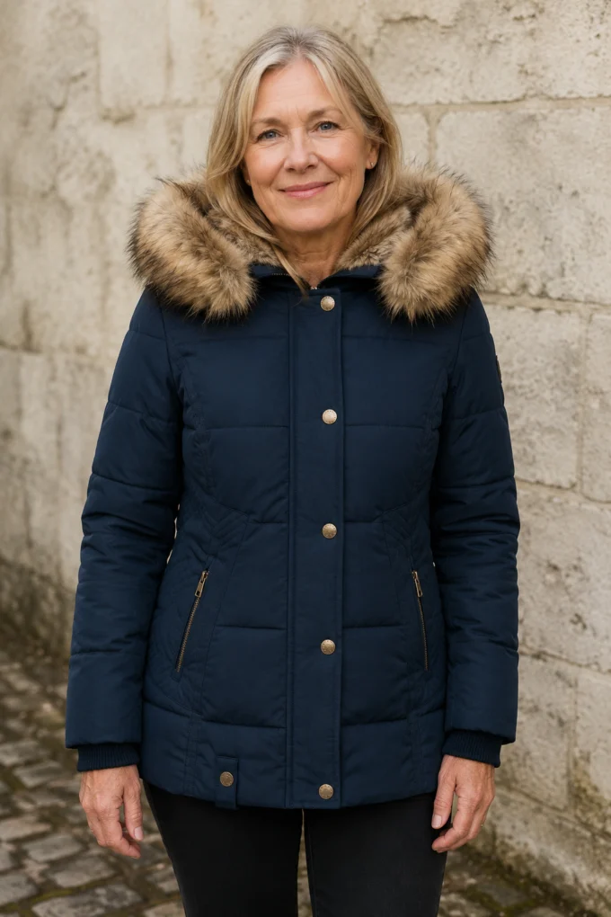 Grace warm winter fur jacket closed