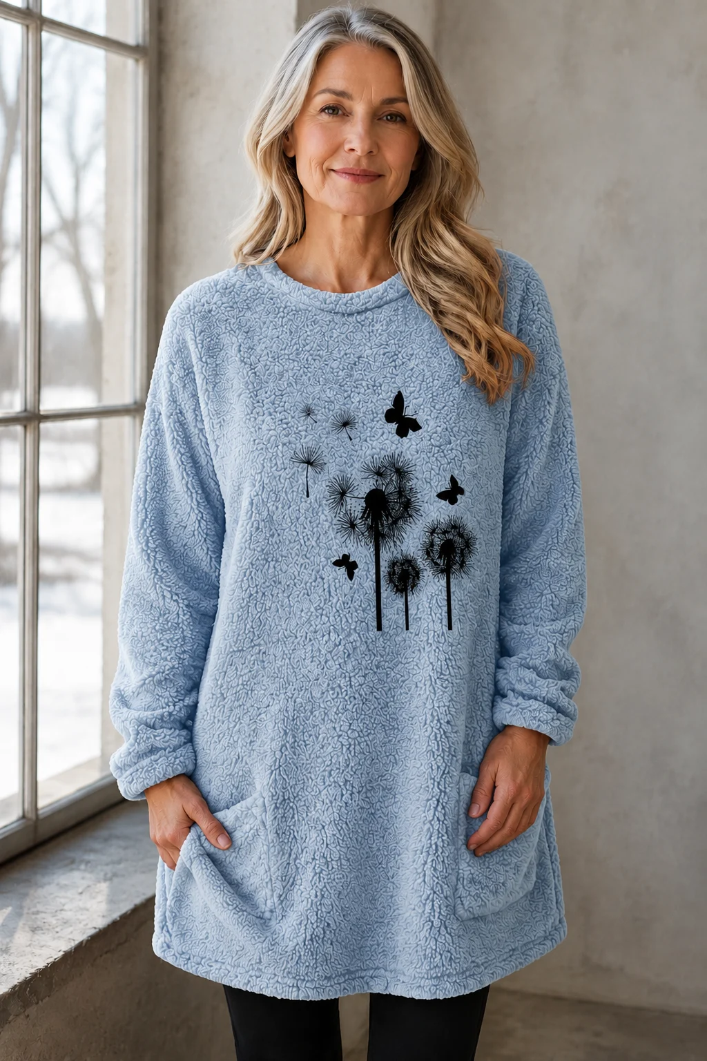 Harper | Reversible Fleece Sweatshirt - Light Blue