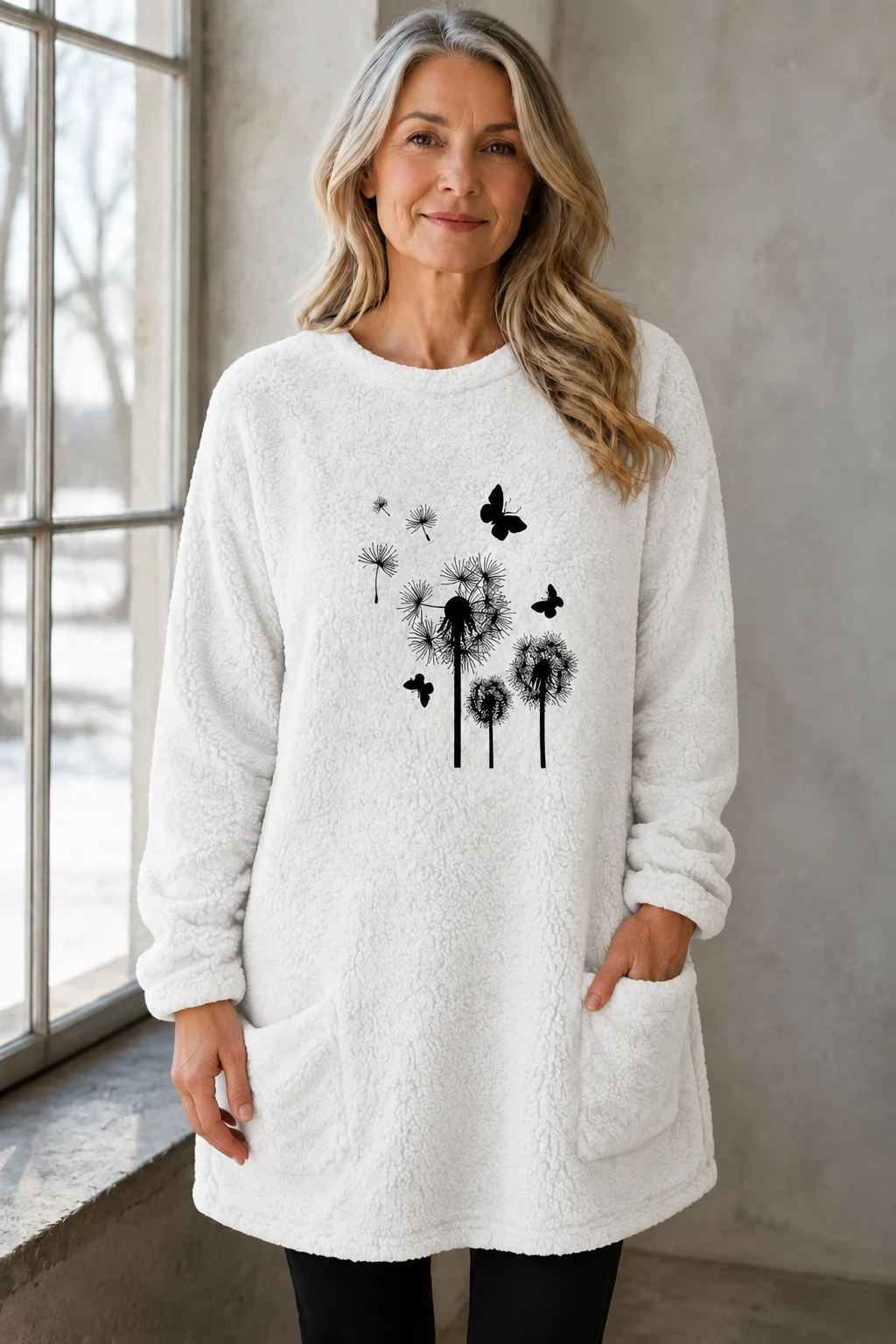 Harper | Reversible Fleece Sweatshirt - White