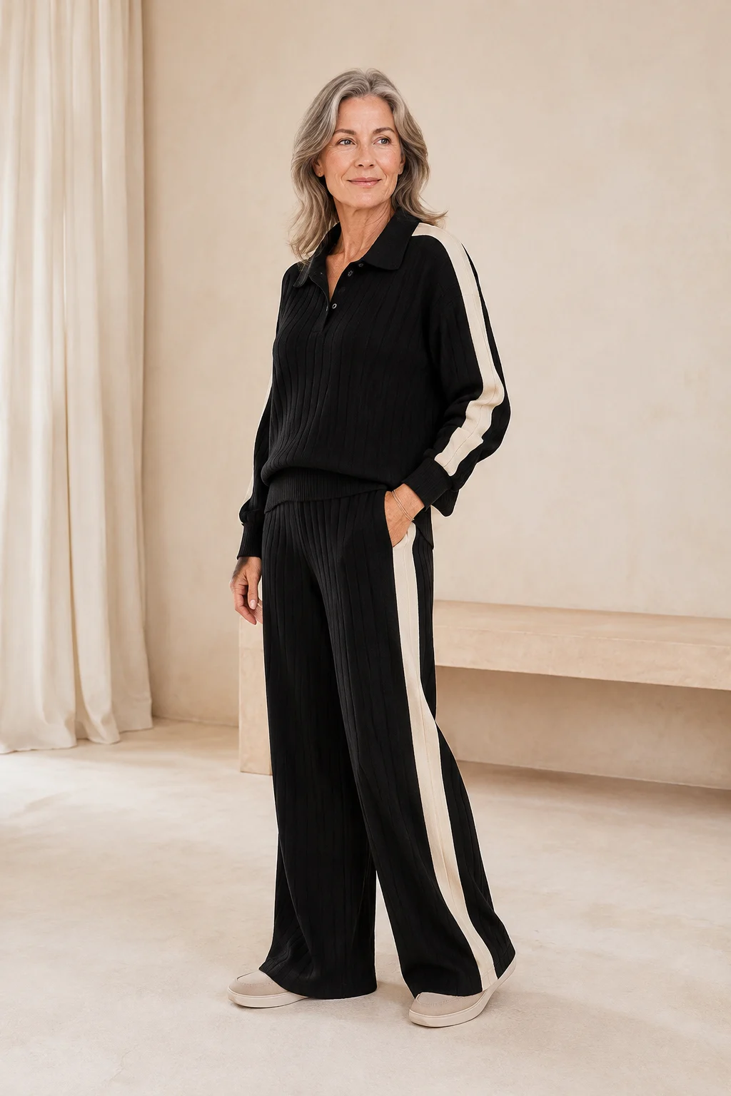 Hermance | Contrast Bound Two Piece Set - Black