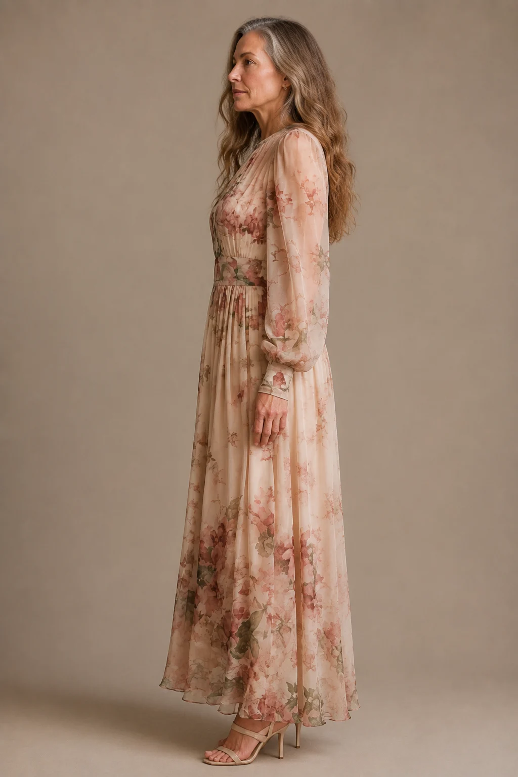 High Neck Floral Maxi Dress – left side view