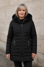 Hortense | Fleece Lined Longline Puffer - Black