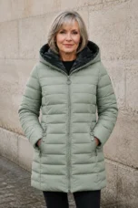 Hortense | Fleece Lined Longline Puffer - Light Green