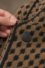 Houndstooth Knit Cropped Jacket - fabric close-up