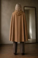 Huguette | Double-Faced Wool Cape - Khaki