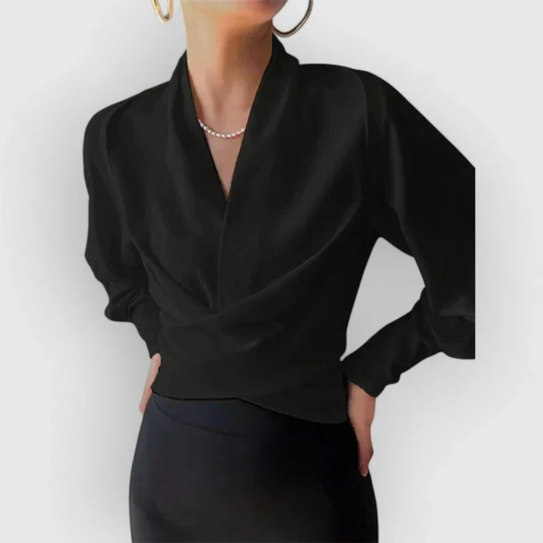 Zerline | Satin Wrap Front Blouse