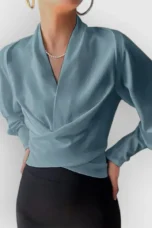Zerline | Satin Wrap Front Blouse
