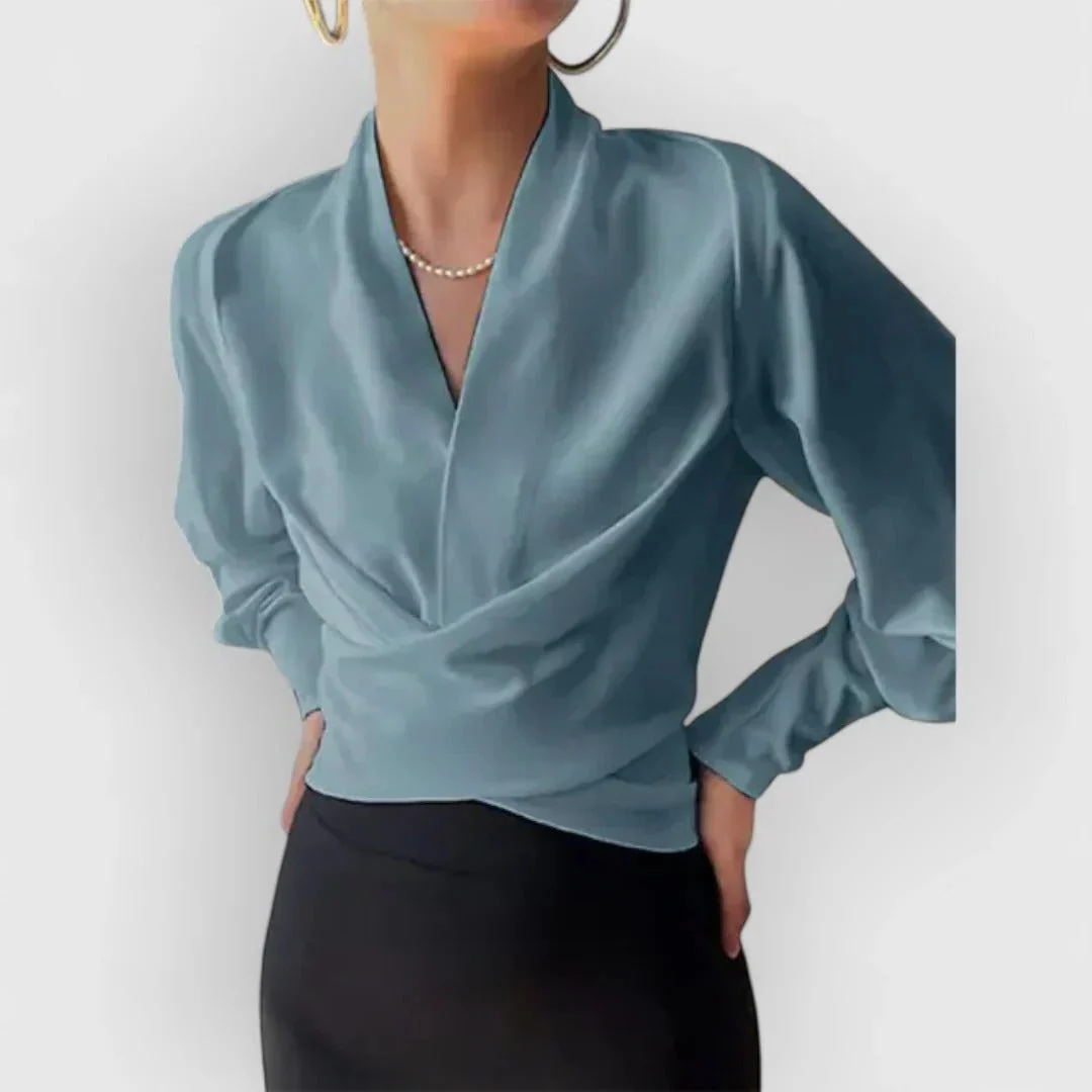 Zerline | Satin Wrap Front Blouse