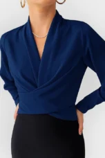 Zerline | Satin Wrap Front Blouse