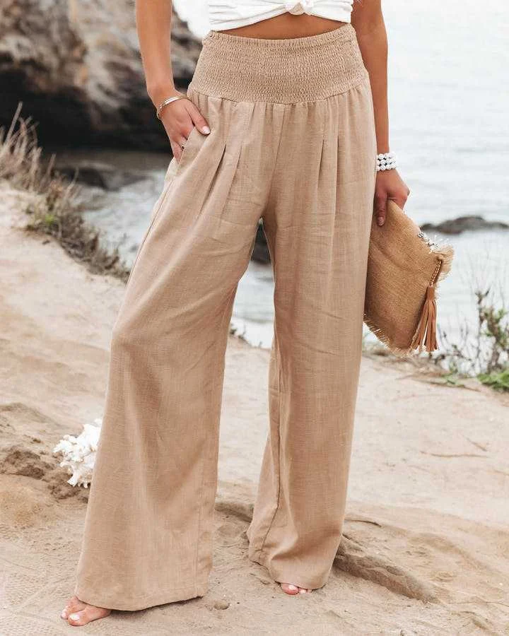 Sabina | Gathered Waist Wide Leg Pants