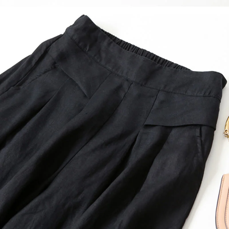 Leona | High Waist Linen Blend Trousers