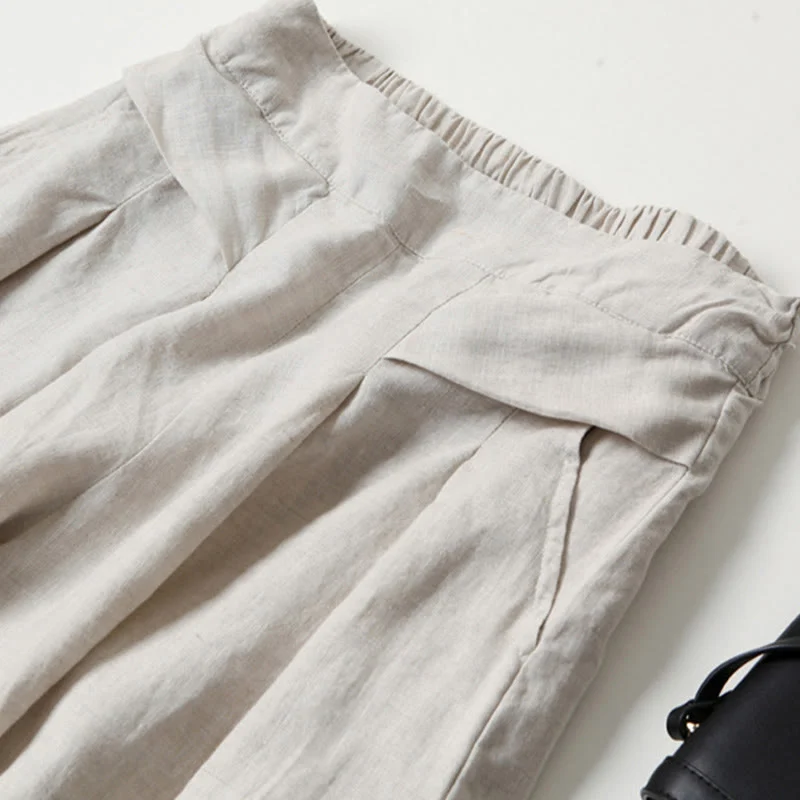 Leona | High Waist Linen Blend Trousers
