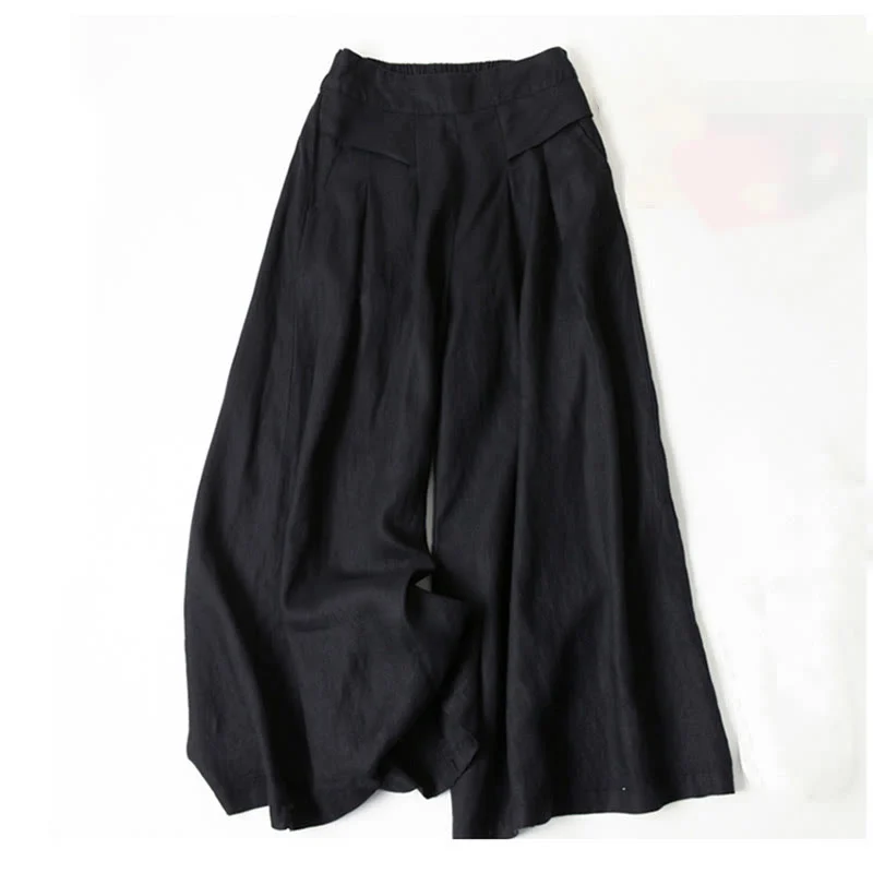 Leona | High Waist Linen Blend Trousers