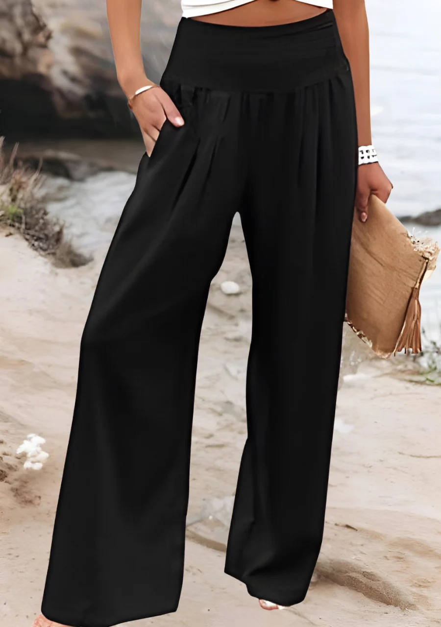 Sabina | Gathered Waist Wide Leg Pants