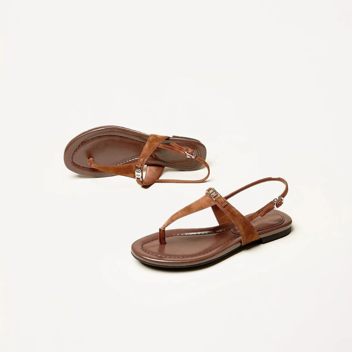 Aloise | Gold Buckle Thong Sandals