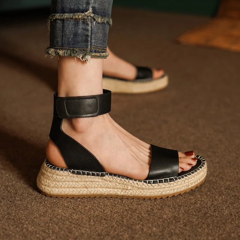 Zulma | Leather Strap Platform Espadrilles